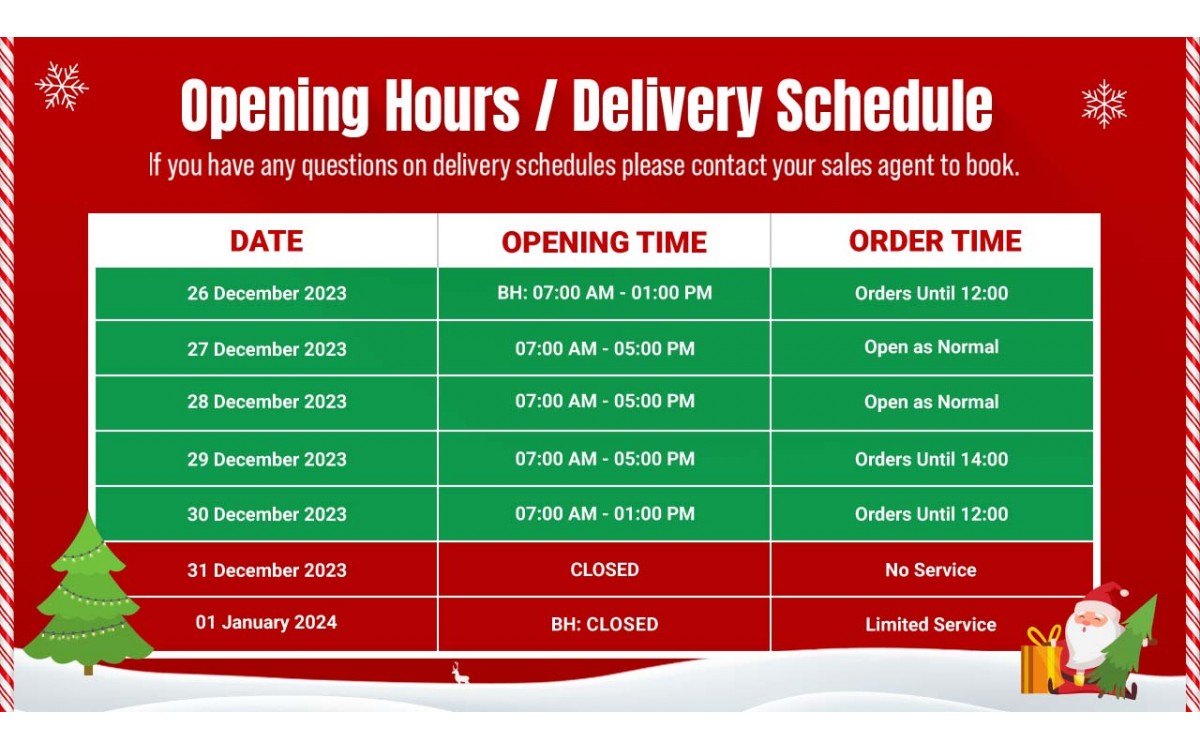 Christmas Cash & Carry Opening Times 2023