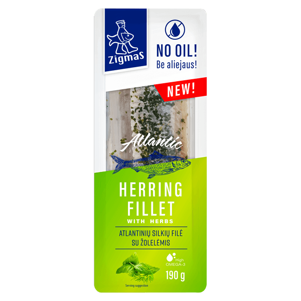 Zigmas - Salted Atlantic Herring Fillets with Herbs without Oil 190g
