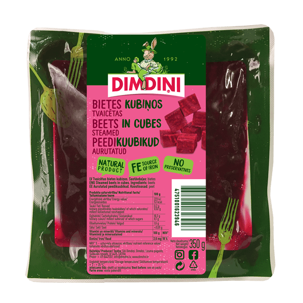 Dimdini - Steamed Beets Cutted in Cubes 10mm x 10mm 350g