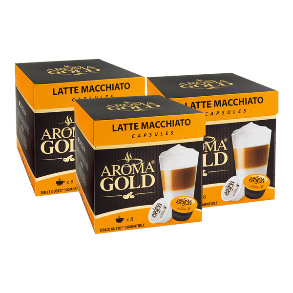 Aroma Gold - Coffee Capsules Latte Macchiato DG 8+8 Pods 193.6g