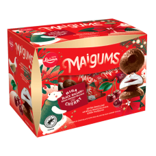 Laima - Christmas Marshmallows in Chocolate with Riga Black Balsam Cherry Filling 185g