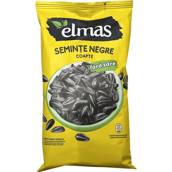 Elmas - Roasted, Black & Unsalted Sunflower Seeds / Seminte Floarea Soarelui Negre Fara Sare 200g