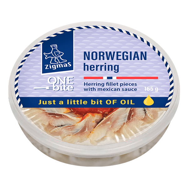 Zigmas - One Bite Salted Herring Fillet Pieces without Oil with Mexican Sauce 165g