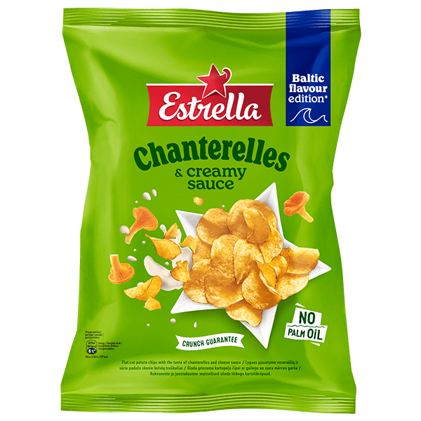 Estrella - Flat Cut Potato Chips with Taste of Chanterelles and Cheese Sauce 170g