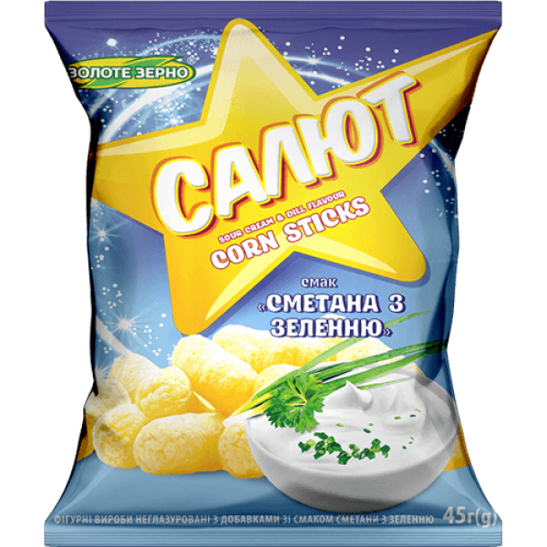 Zolote Zerno - Salty Corn Sticks Salute with Sour Creamy Flavour 45g
