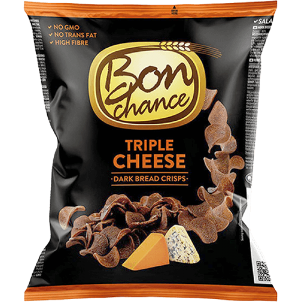 Bon Chance - Dark Bread Crisps with Triple Cheese 120g