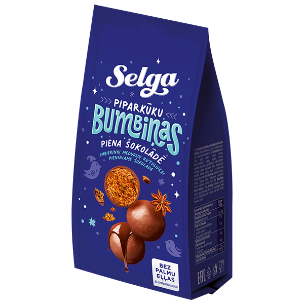 Selga - Piparkukas Christmas Gingerbread Balls in Milk Chocolate 150g