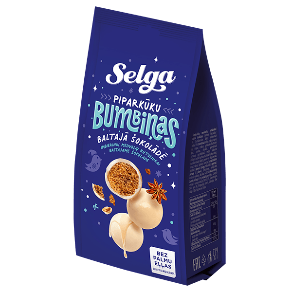 Selga - Piparkukas Christmas Gingerbread Balls in White Chocolate 150g