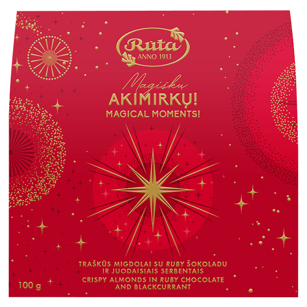 Ruta - Crispy Almonds in Ruby Chocolate and Black Currant 100g