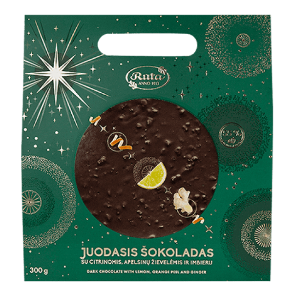 Ruta - Dark Chocolate with Lemon Orange Peel and Ginger 300g