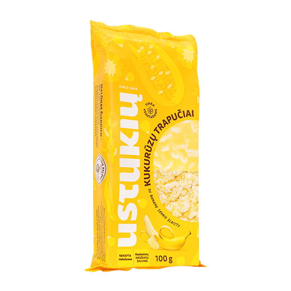 Ustukiu Malunas - Corn Cakes with Banana Flavored Coating 100g