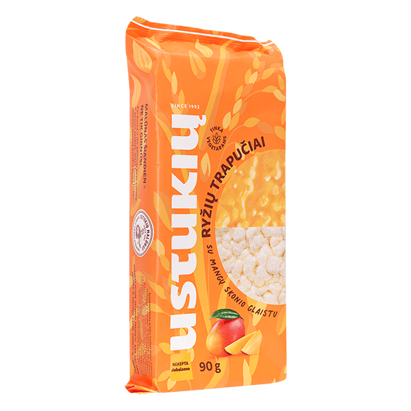 Ustukiu Malunas - Rice Cakes with Mango Flavoured Coating 90g