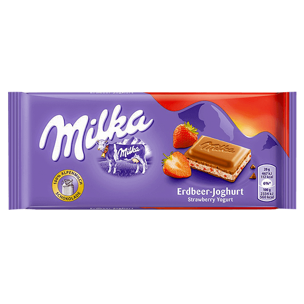 Milka - Milk Chocolate with Strawberry and Yogurt Filling 100g