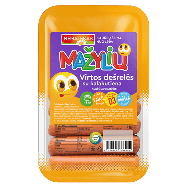 Nematekas - Mazyliu Cooked Frankfurters with Turkey 210g