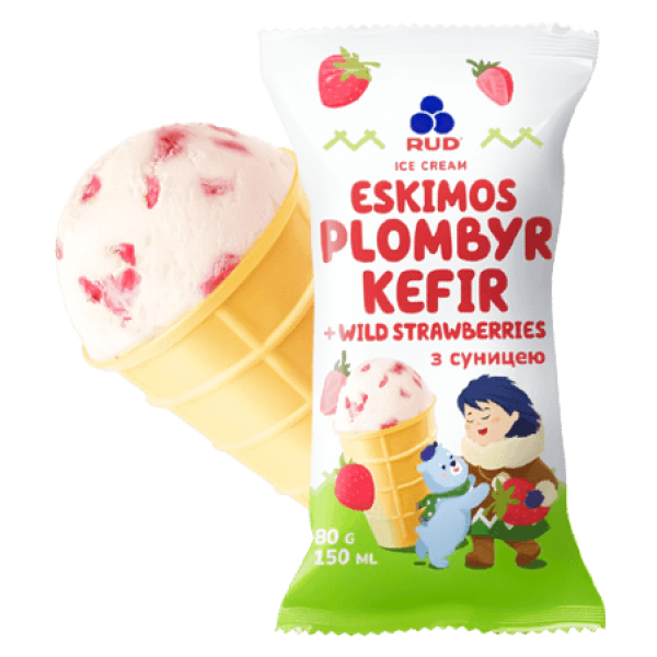 Eskimos - Kefir and Strawberry Flavour Ice Cream in Wafer Cup 70g