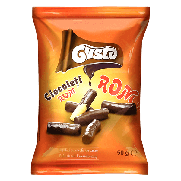 Gusto - Chocolate Corn Puffs With Rum Flavor 50g