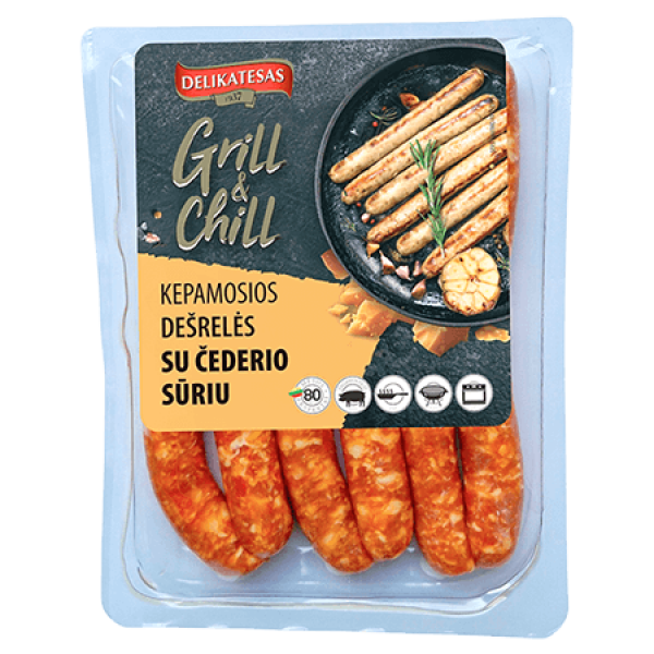 Delikatesas - Frozen Grill&Chill Sausages with Cheddar Cheese ~0,3kg