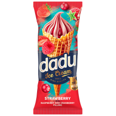 Dadu - Strawberry Ice Cream with Cranberry Raspberry Topping in Cone 150ml