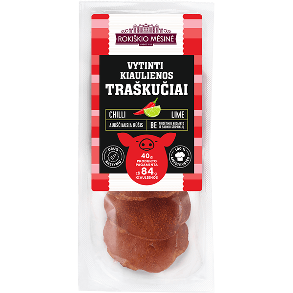 Rokiskio Mesine - Dried Pork Chips Chilli and Lime 40g