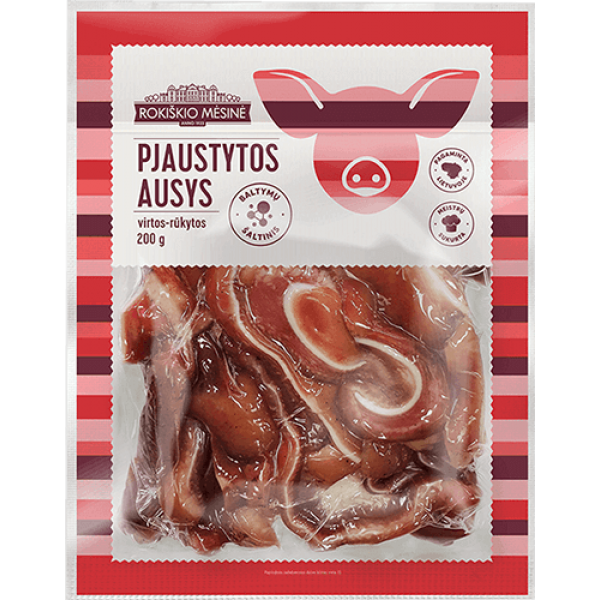 Rokiskio Mesine - Pork Ears Hot Smoked Sliced 200g