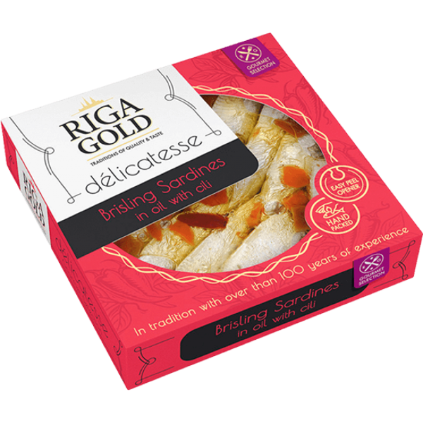 Riga Gold - Brisling Sardines in Olive Oil with Chili 160g
