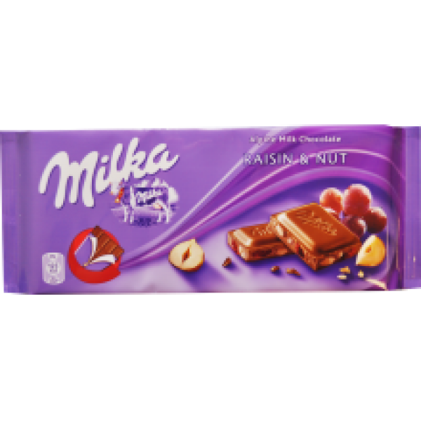 Milka - Milk Chocolate with Raisins and Nuts 100g