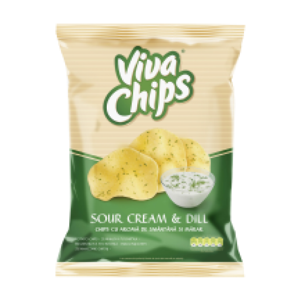 Viva - Sour Cream & Dill Flavour Crisps / Viva Chips Smantana & Marar 100g